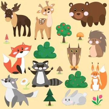Set of forest animal Stock Illustration