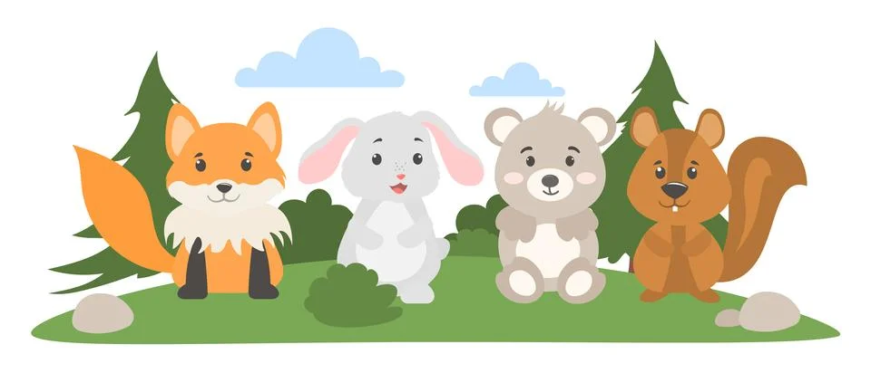 Set of forest animal Illustrazione stock