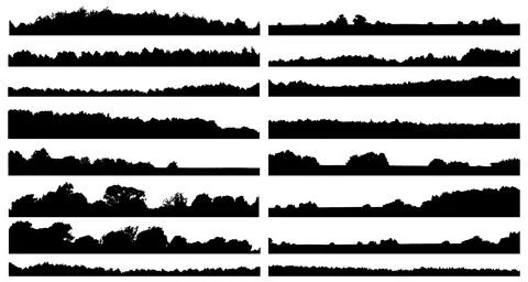 Set of forest isolated silhouettes Stock Illustration