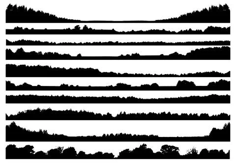 Set of forest isolated silhouettes Stock Illustration