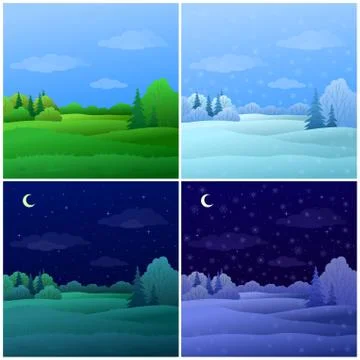 Set forest landscapes Stock-Illustration