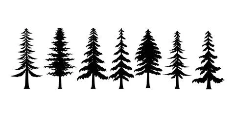 Set of forest tree silhouette collection Stock Illustration