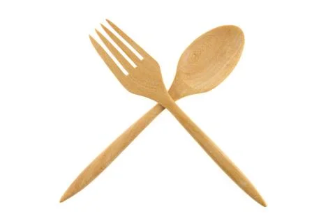 Set of fork and spoon, isolated on white background. Stock Photos