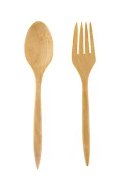 Set of fork and spoon, isolated on white background. Foto stock