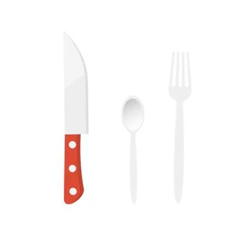 Set of fork spoon and knife on white background. Vector illustration in trendy Illustration