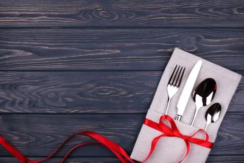 Set of fork, spoon, teaspoon and knife. Stock Photos