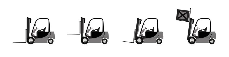Set of forklift trucks Stock Illustration