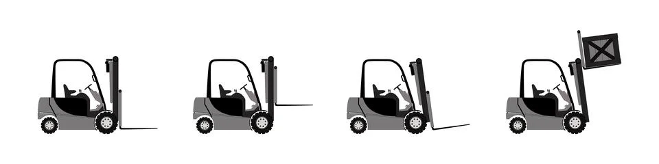 Set of forklift trucks Stock Illustration