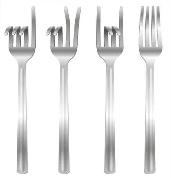 Set of forks bent in the form of gestures Stock Illustration