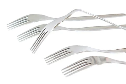 A set of forks in the conceptual solution. On a white background. Stock Photos