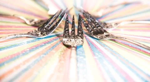Set of forks isolated Stock Photos