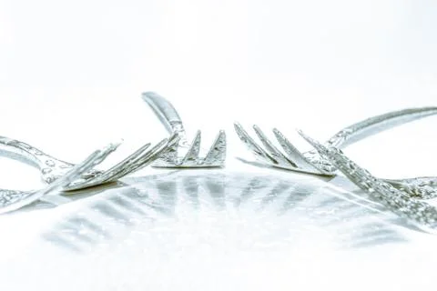 Set of forks isolated on white background Stock Photos