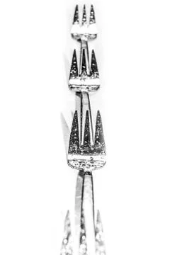 Set of forks isolated on white background Stock Photos