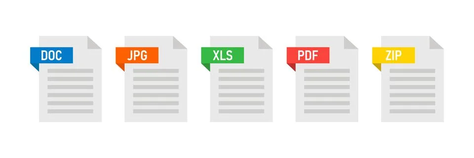 Set of format and extension of documents. Stock Illustration