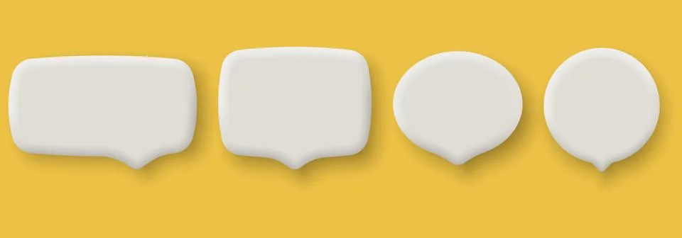 Set of four 3D speech bubble icons isolated on white background. Vector ill.. Stock Illustration