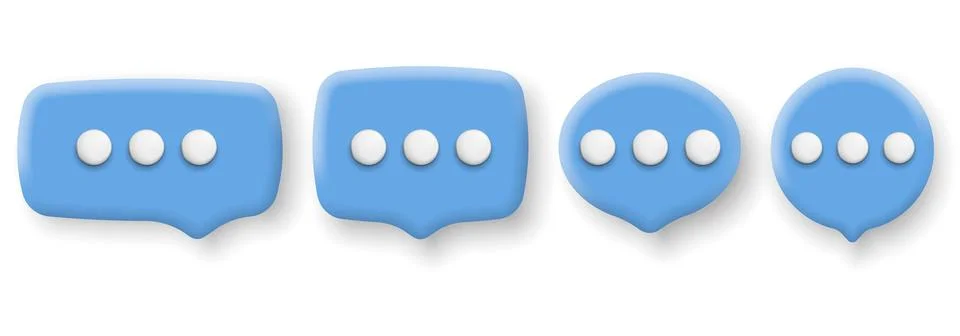 Set of four 3D speech bubble icons isolated on white background. Vector ill.. Stock Illustration