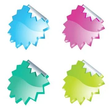 Set of four 3d stickers, vector illustration Stock Illustration