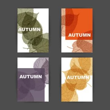 Set of four abstract autumn flyer, greeting card or book cover templates fe.. イラスト素材