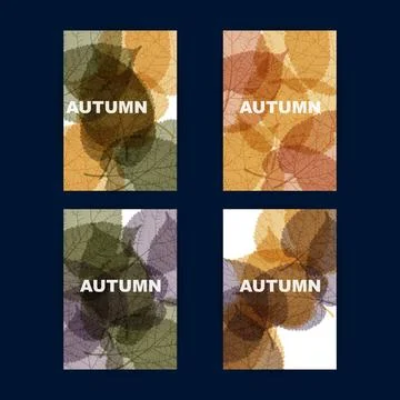 Set of four abstract autumn flyer, greeting card or book cover templates fe.. Stock Illustration