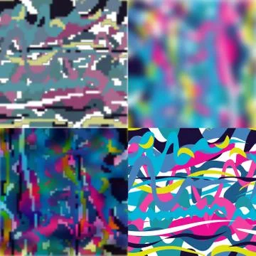 Set of four abstract backgrounds blurred waves of color Illustrazione stock