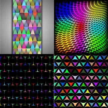 Set of four abstract backgrounds with colorful elements to create your creativit Stock Illustration