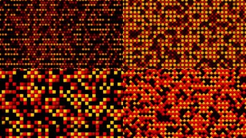 Set of four abstract backgrounds featuring flying boxes Stock Illustration