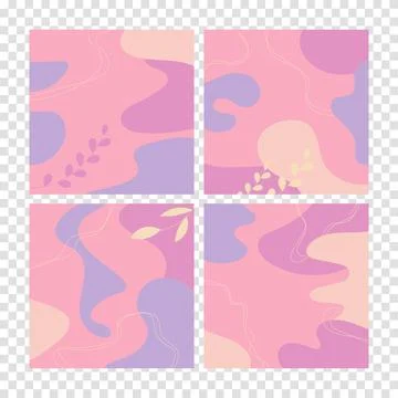 Set of four abstract backgrounds. Hand drawn various shapes and doodle object Stock Illustration