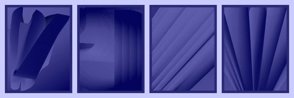 Set of four abstract blue geometric backgrounds with gradient lines and shape Stock Illustration