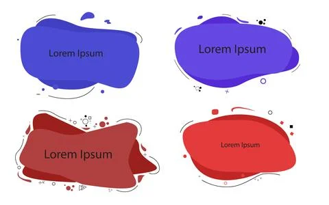 Set of four abstract fluid shapes with text placeholders for design Stock Illustration