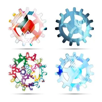 Set of four abstract gears Stock Illustration
