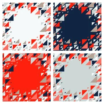 Set of four abstract geometric backgrounds - multicolor triangles mosaic patt Stock Illustration