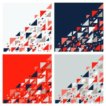 Set of four abstract geometric backgrounds - multicolor triangles mosaic patt Stock Illustration