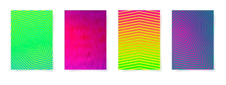 Set of four abstract geometric pattern A4 format in bright color Stock Illustration