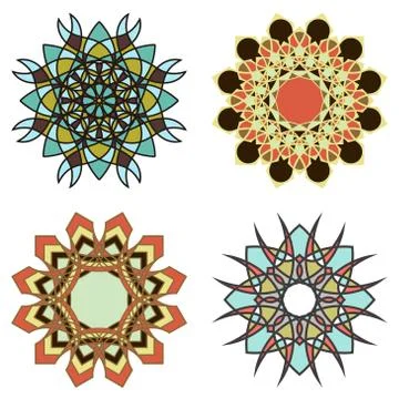 Set of four abstract mandala Stock Illustration