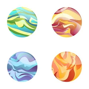 Set of four abstract nature elements icons 스톡 일러스트