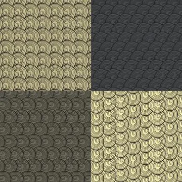 Set of four abstract pattern of brown wool curls Illustrazione stock