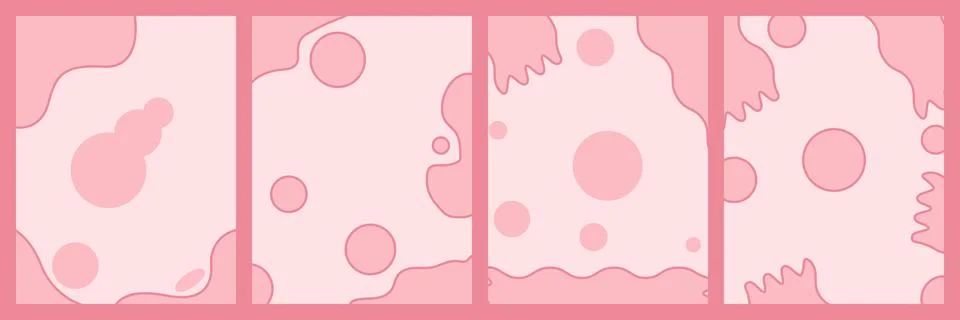 Set of four abstract pink background templates with organic shapes and circle Stockillustratie