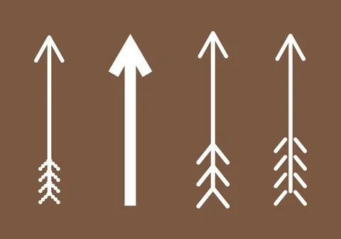 Set of four abstract simple white arrows Stock Illustration