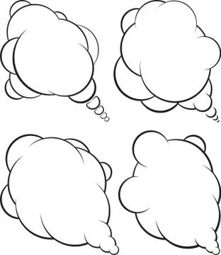Set of four abstract talking black and white bubbles Stock Illustration