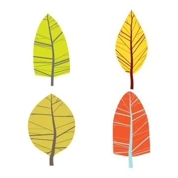 Set of four abstract trees. Isolated on white background Stock Illustration