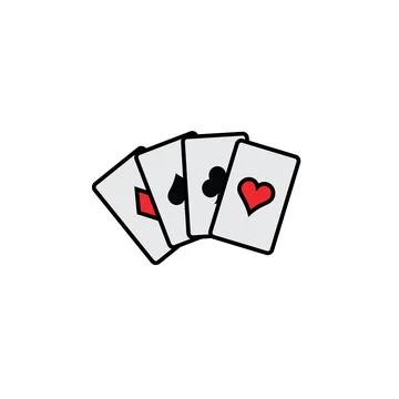 Set of four ace playing cards suits. Winning poker hand with copy space Stock Illustration
