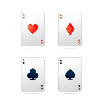 Set of four aces playing cards on white Stock Illustration