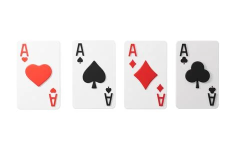 Set of four aces playing cards suits. Set of hearts, spades, clubs and diam.. Stock Illustration