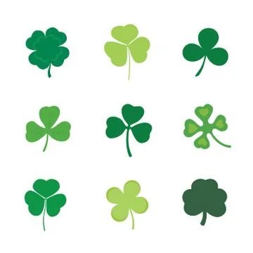 Set of Four and Three Leaf Clover, stock vector illustration Stock Illustration