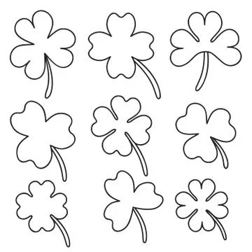 Set of Four and Three Leaf Clover, stock vector illustration Stock Illustration