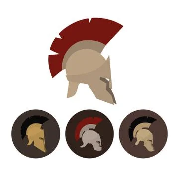 Set of four antique helmets, vector illustration 스톡 일러스트