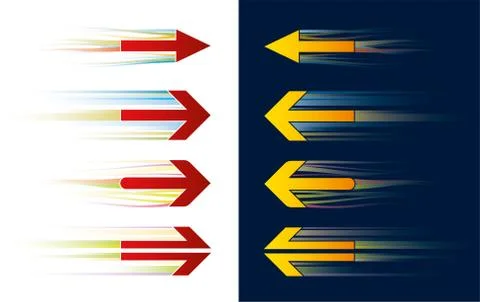 Set of four arrow with movement sensation. Stock Illustration