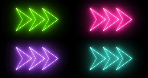 Set of four backgrounds with arrows in popular bright neon colors. Stock Footage 119938717
