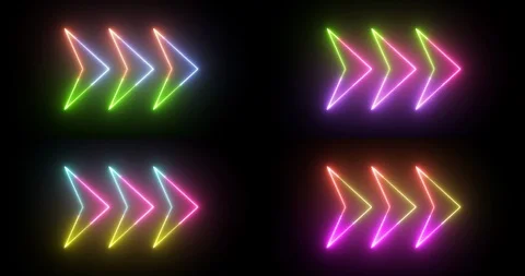 Set of four backgrounds with arrows in popular bright neon colors. Stock Footage 119939051
