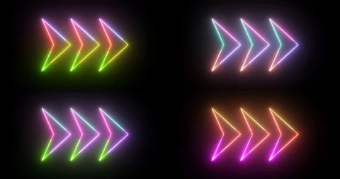 Set of four backgrounds with arrows in popular bright neon colors. Stock Footage 119939056
